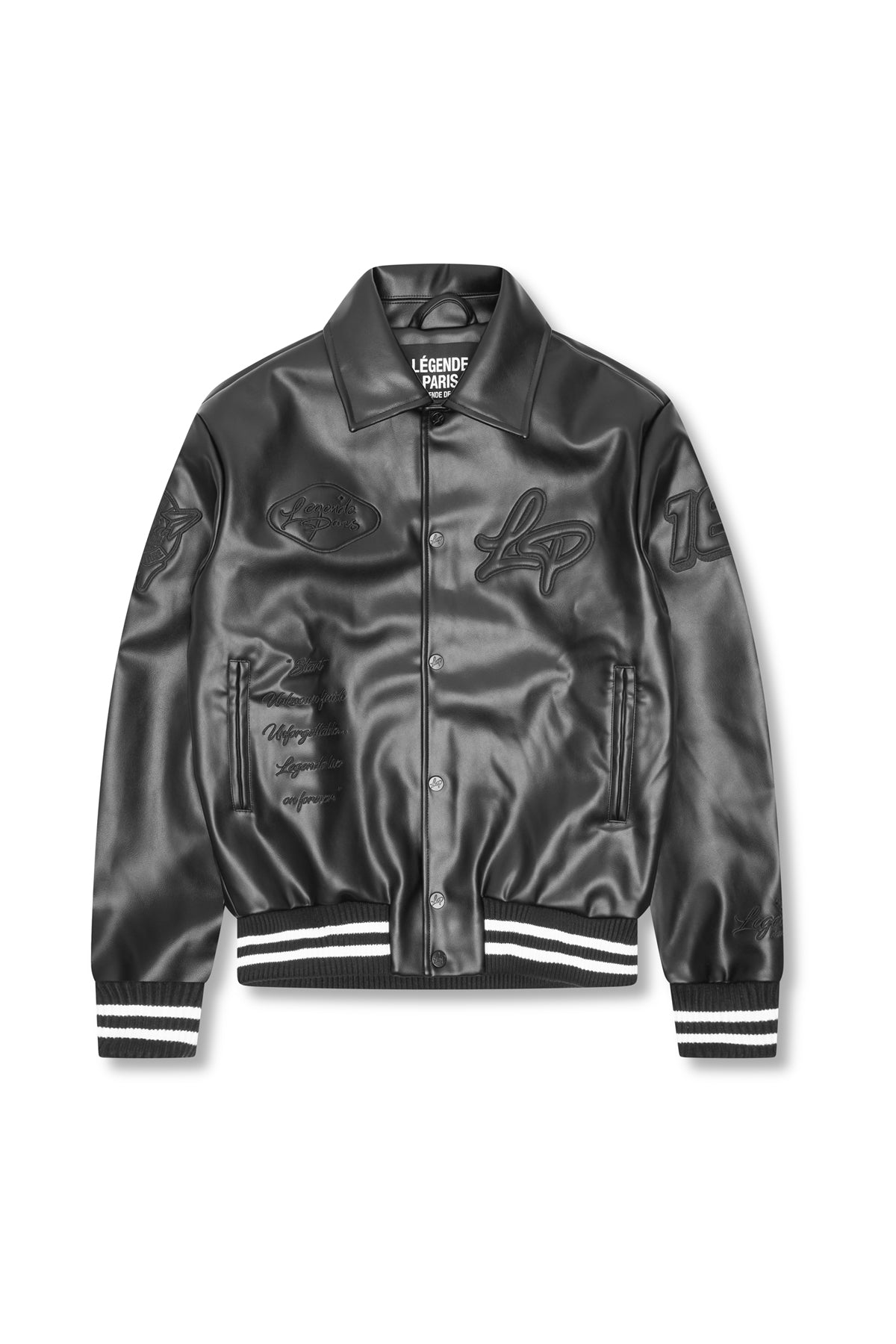 LP ICE CREAM LEATHER VARSITY JACKET - BLACK
