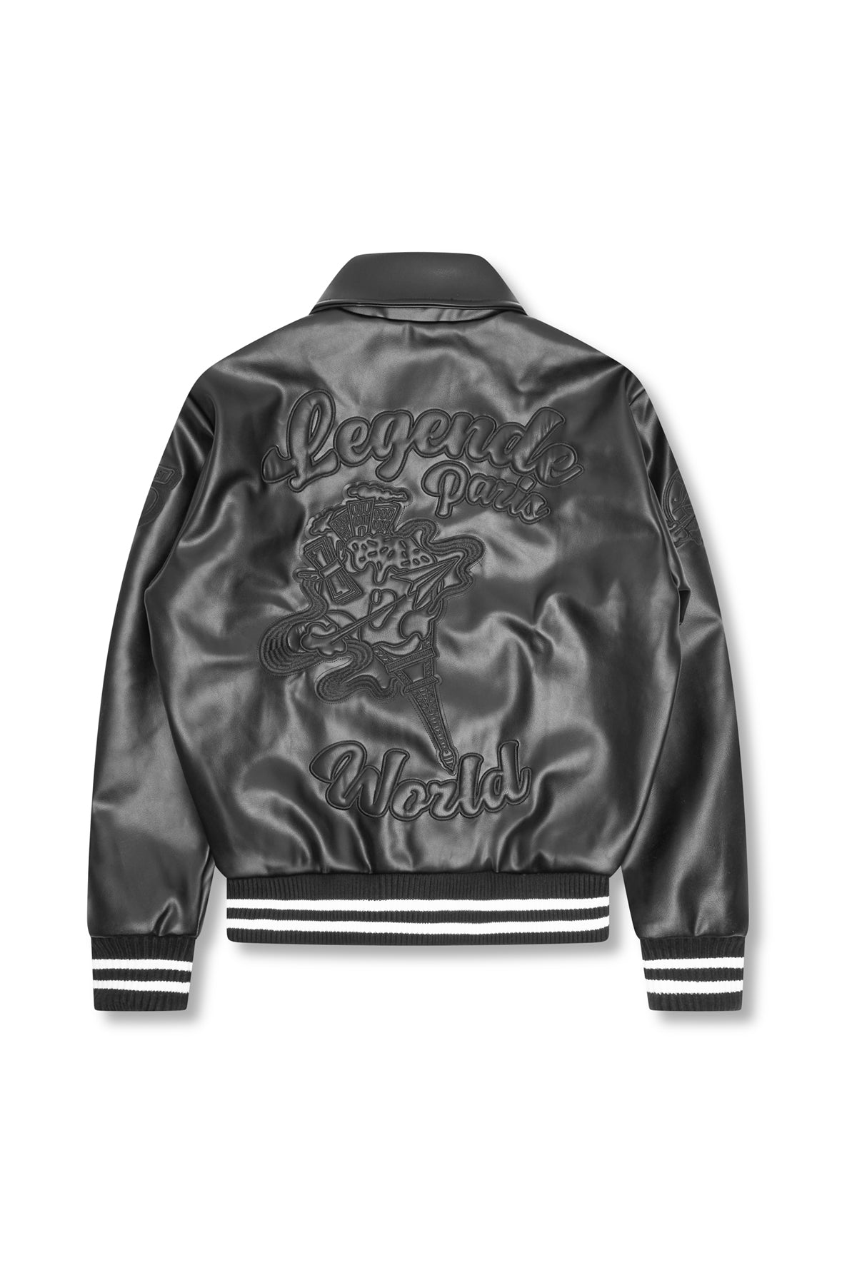 LP ICE CREAM LEATHER VARSITY JACKET - BLACK