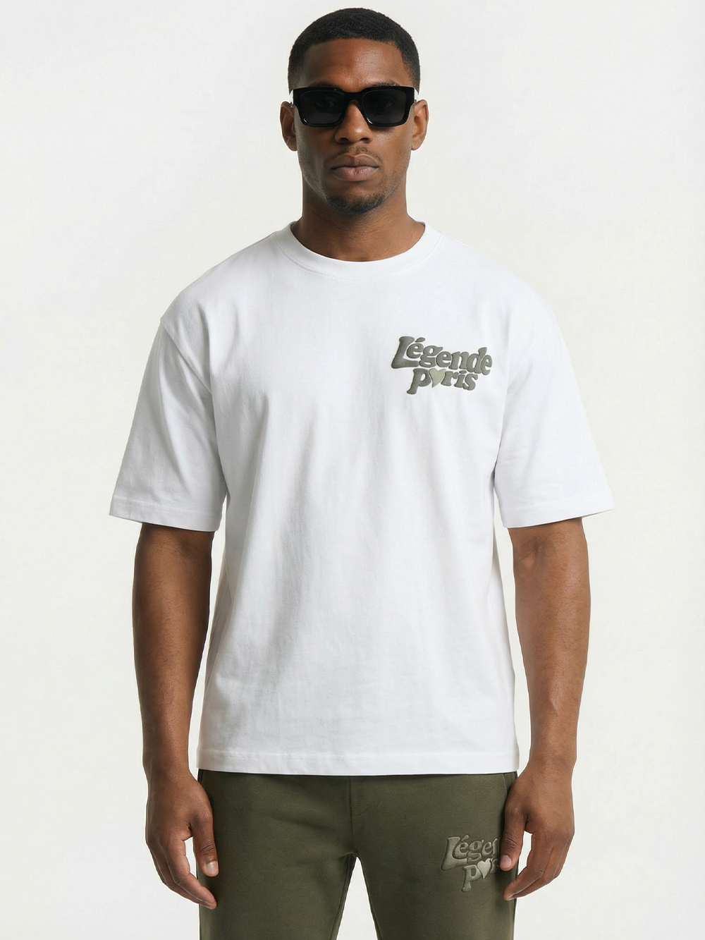 LND T-SHIRT - WHITE/KHAKI